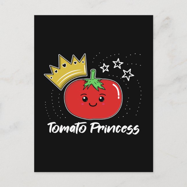 Tomato Princess - Cute Kawaii Tomato T-Shirt Vykort (Framsida)