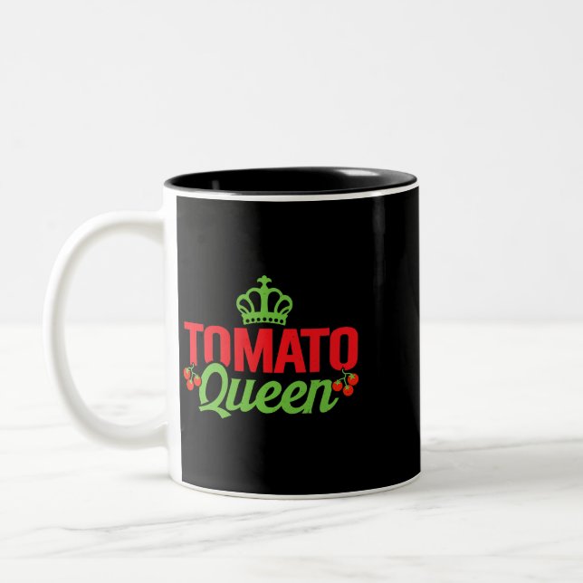 Tomato Queen Red Tomates Planter Farmers Två-Tonad Mugg (Vänster)