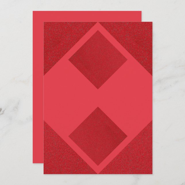 Tomato Red Diamond Block Inbjudan – Anpassningsbar (Fram/baksida)