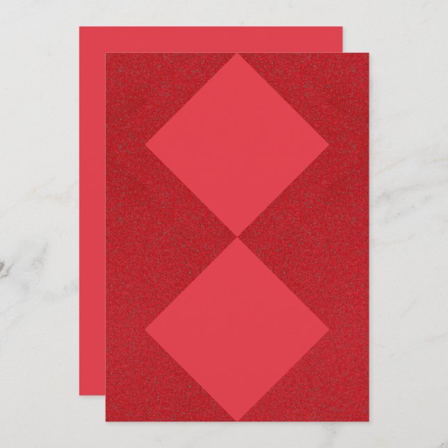 Tomato Red Geometric Duo Card - Anpassade Spara Datumet (Fram/baksida)