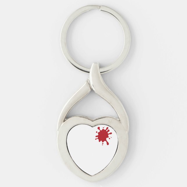 Tomato-Red Heart Keychain Gift – Customizable Twisted Heart Silverfärgad Nyckelring (Framsidan)