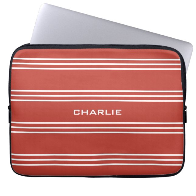 Tomato Red Rand anpassningsbar monogram laptop sle Sleeve (Framsidan)