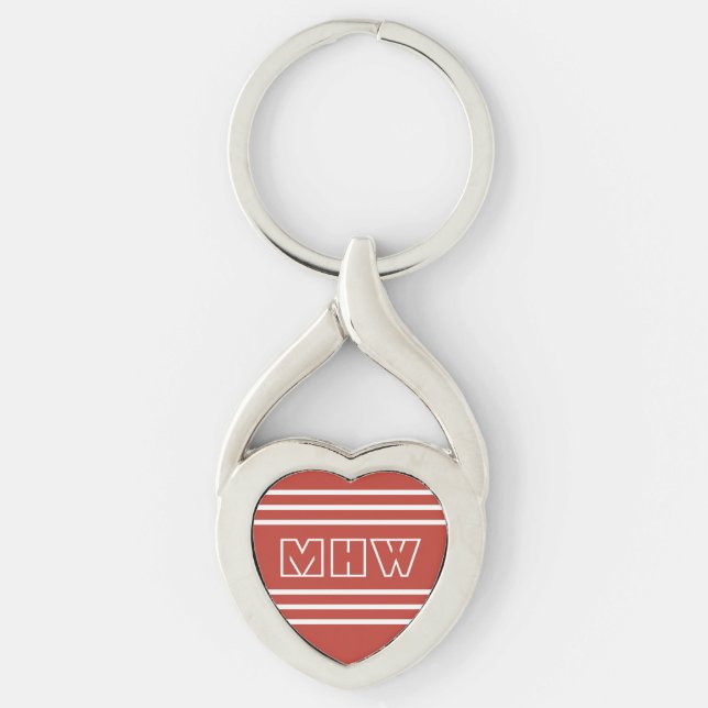 Tomato Red Rand anpassningsbar monogram nyckelring (Framsidan)