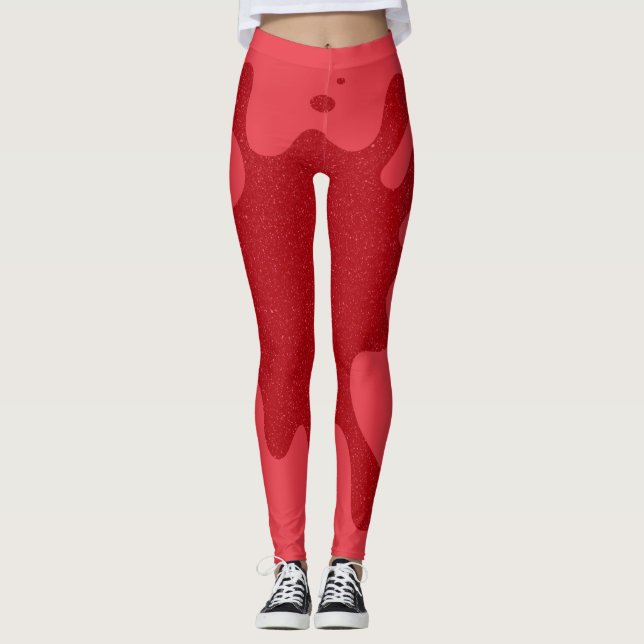 Tomato Red Speckle-Panel Leggings – Customizable (Framsida)