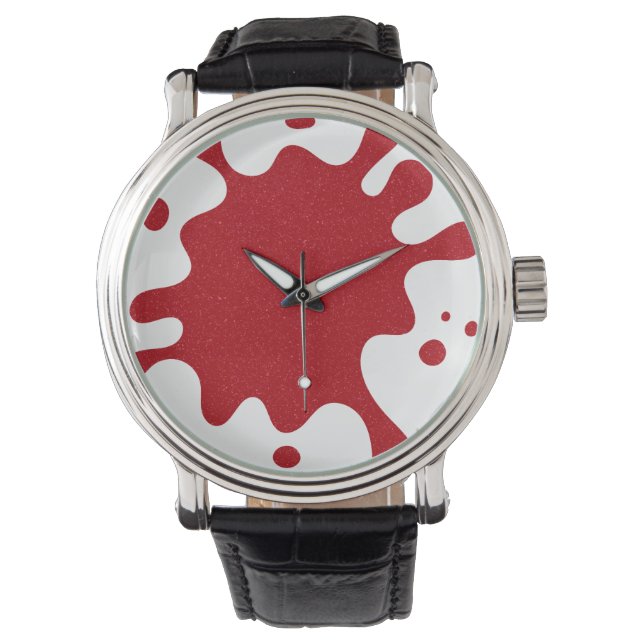 Tomato Red Splash on White Custom Watch Armbandsur (Framsida)