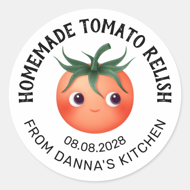 Tomato Relish etikett för konservering med liten t (Framsida)