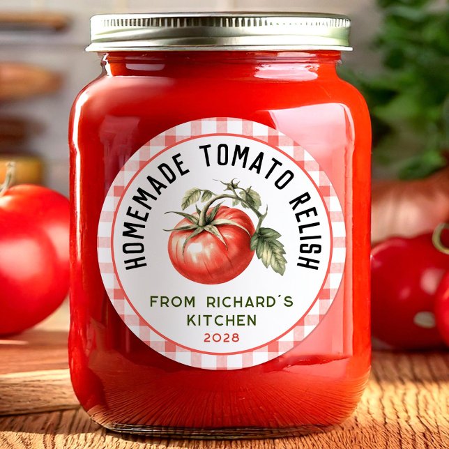 Tomato Relish homemade recept Runt Klistermärke (Skapare uppladdad)