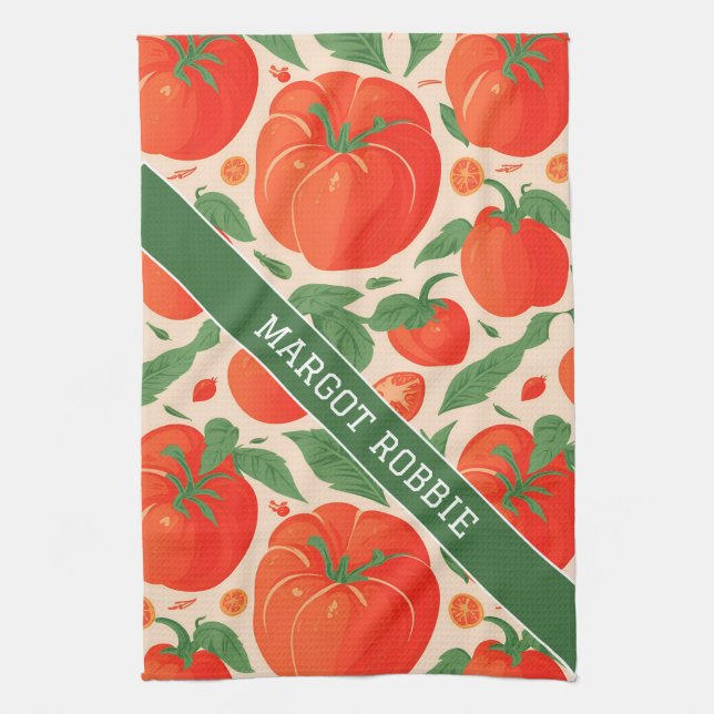 Tomato Retro Colorful Personlig Mönster Kökshandduk (Vertikal)