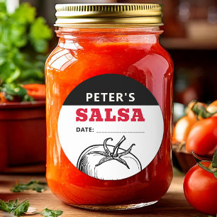 Tomato Salsa-klistermärke med modern design Runt Klistermärke