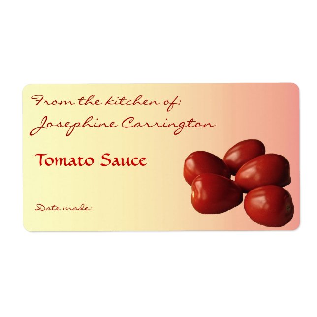 Tomato Sauce Canning Labels Fraktsedel (Framsidan)