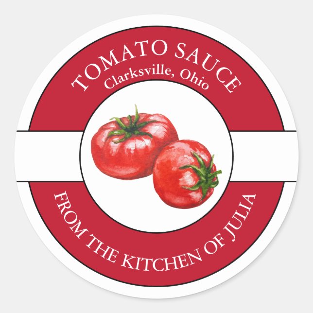 Tomato Sauce-etikett Runt Klistermärke (Framsida)