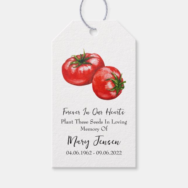 Tomato Seed Packet Memorial Funeral Presentetikett (Framsidan)