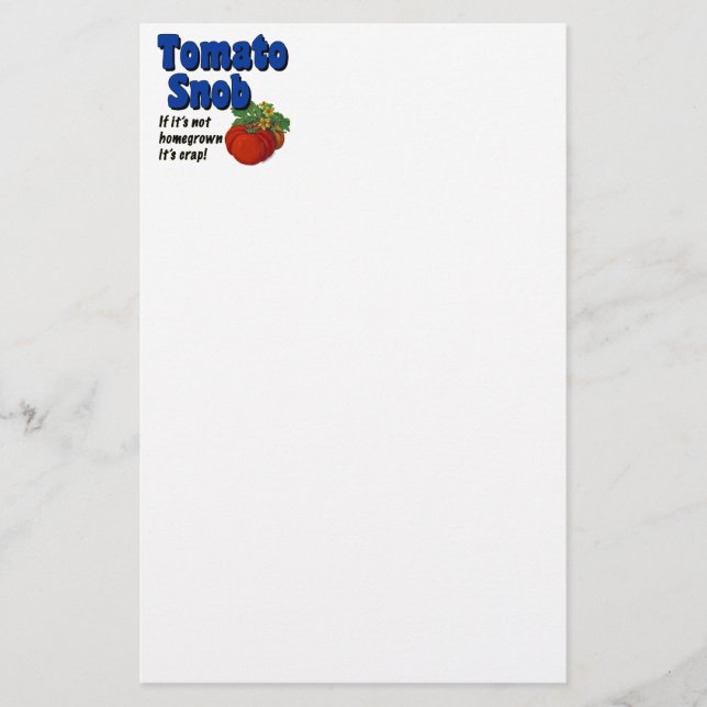 Tomato Snob Funny Gardener Stationery Brevpapper (Framsida)