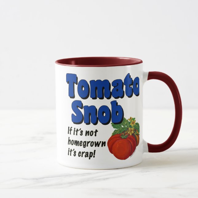 Tomato Snob Funny som säger kaffe Mugg (Höger)