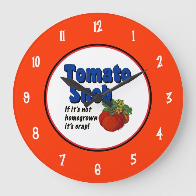 Tomato Snob som säger med Numbers Wall Clock Stor Klocka (Framsida)