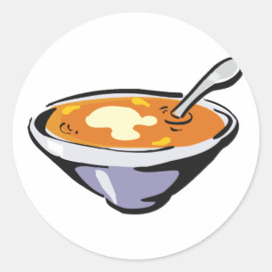 Tomato Soppa Bowl med Spoon Runt Klistermärke