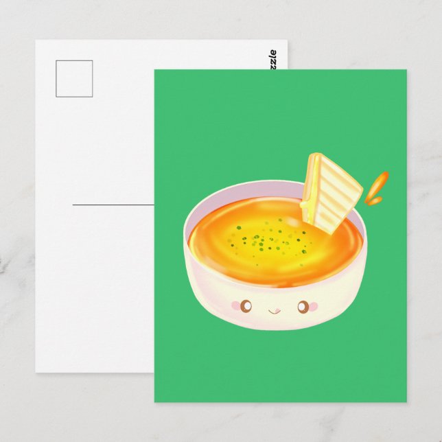 Tomato Soppa och Grilled Cheese Sandwich Vykort (Fram/baksida)
