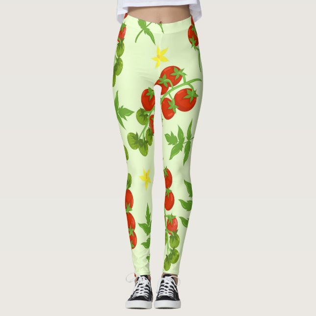 Tomato Tango: Vintage Vegetable Print Leggings (Framsida)