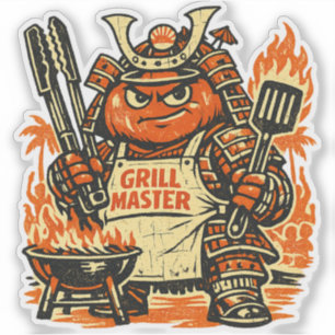 Tomato Tank BBQ Commander — Vintage Sommar Grill Klistermärken