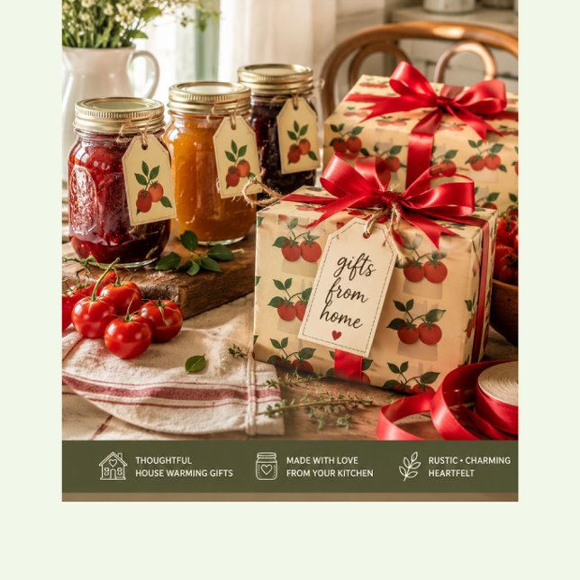Tomato Trädgård Kök Presentpapper (Rustic farmhouse wrapping paper featuring homemade kitchen goodness and heartfelt gift giving charm.)