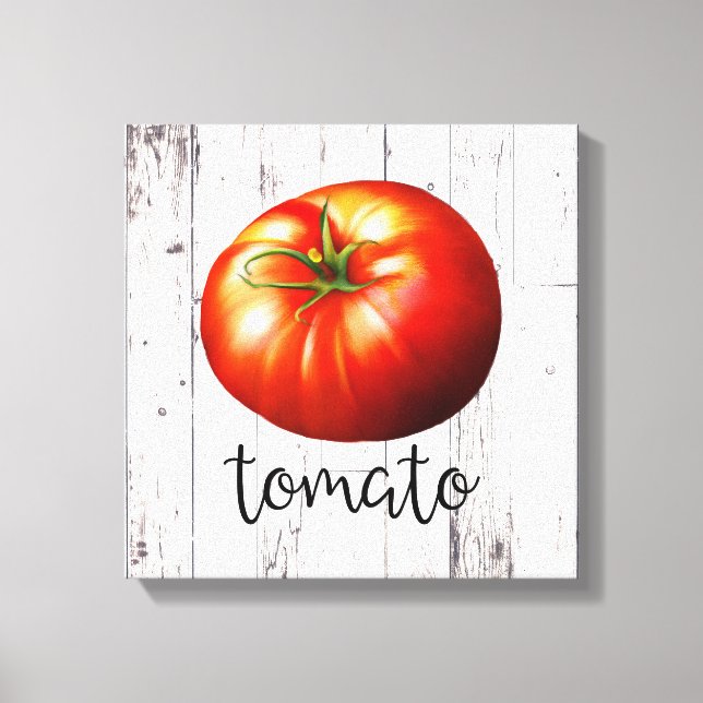 TOMATO Vit Trärustik Köksgård Konst Husbondens Canvastryck (Framsida)