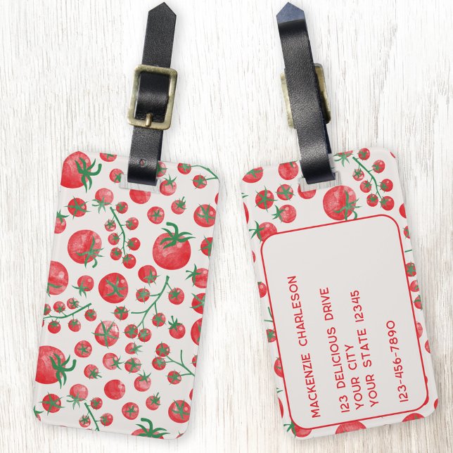 Tomato Watercolor Bagagebricka (Fun tomato watercolor personalized luggage tag)