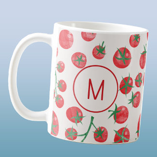 Tomato Watercolor Mediterranean Monogram Initial Kaffemugg