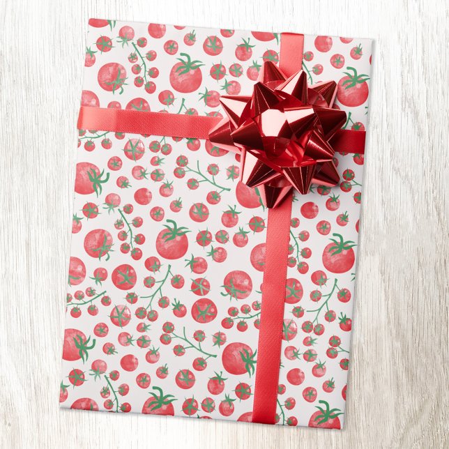 Tomato Watercolor Presentpapper (Fun tomato watercolor gift wrapping paper roll)