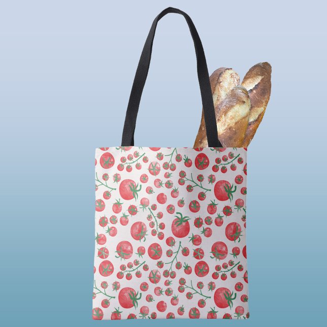Tomato Watercolor Tygkasse (Watercolor tomato pattern tote bag)