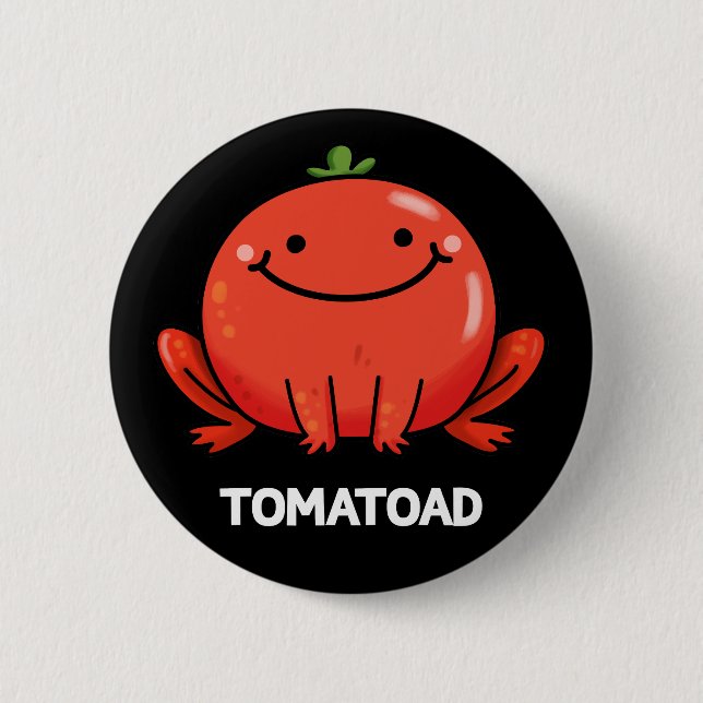 Tomatoad Funny Tomato Toad Pun Mörk BG Knapp (Framsida)