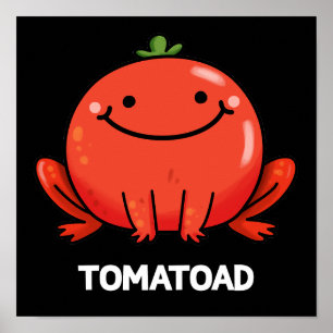 Tomatoad Funny Tomato Toad Pun Mörk BG Poster
