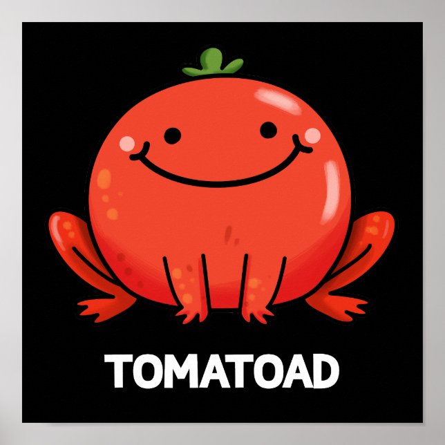 Tomatoad Funny Tomato Toad Pun Mörk BG Poster (Framsidan)