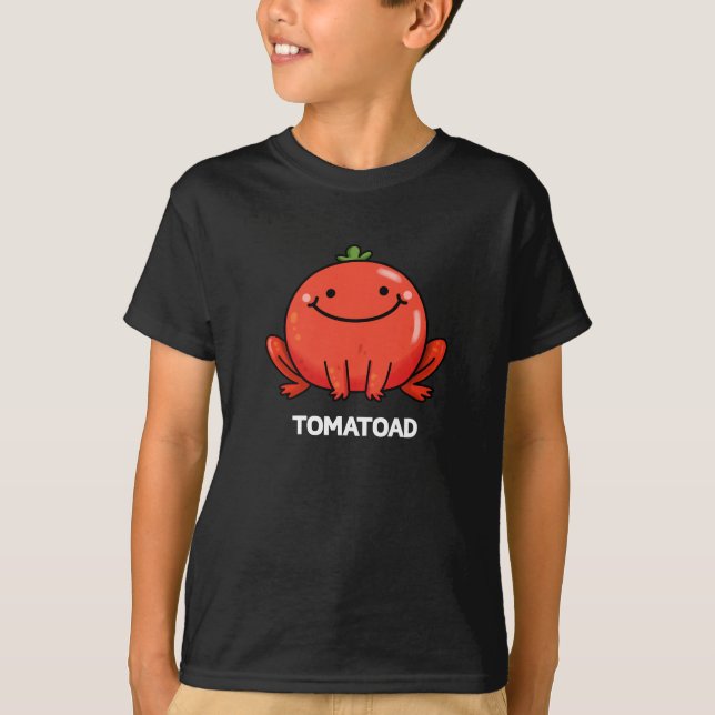 Tomatoad Funny Tomato Toad Pun Mörk BG T Shirt (Framsida)
