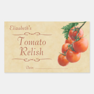 Tomatrelik eller konservering rektangulärt klistermärke