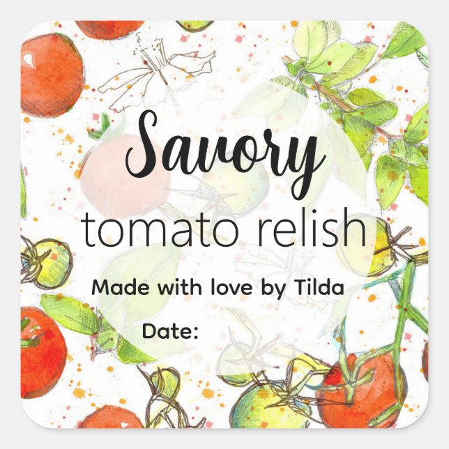 Tomatrelish Hemlagad Egen Konservburk Etikett (Framsida)