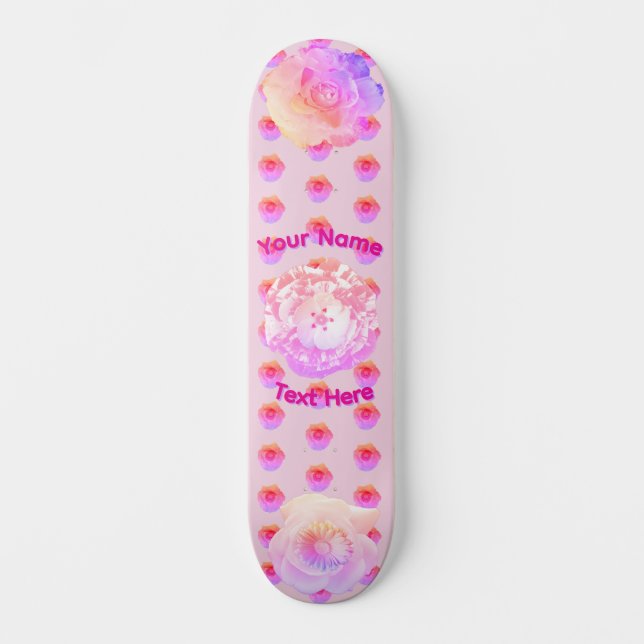 Tomboy Rosa Boho Blomma Skateboard (Framsida)