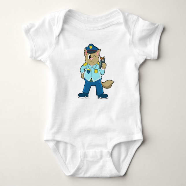Tomcat som polis med Uniform & Microphone T Shirt (Framsida)