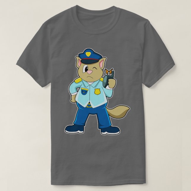 Tomcat som polis med Uniform Microphone T Shirt (Design framsida)