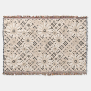 Tömlös abstrakt modern, kontrollerad, plaid-blommi filt