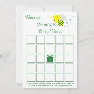 Tomma Baby Shower Bingo-kort med humla Inbjudningar