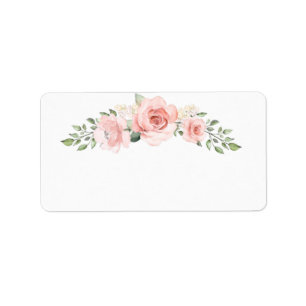 Tomma blommiga rosa rosor adressetikett