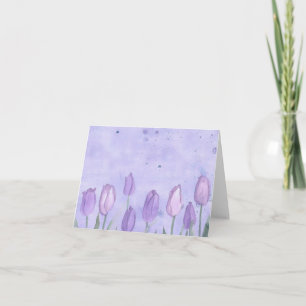 Tomma blommor för lavendeltulpanvattenfärg kort