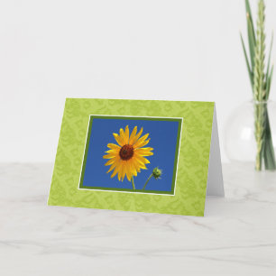 Tomma blommor och snöre noterar den gula solrosen kort