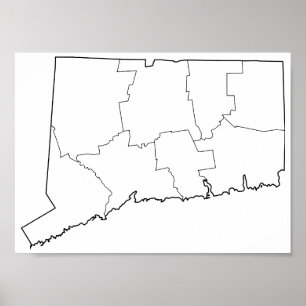 Tomma Connecticut län skisserar kartan Poster
