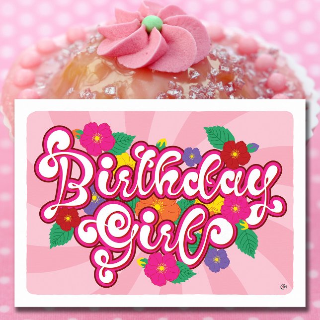 Tomma kort för blommigt Birthday Girl (Skapare uppladdad)