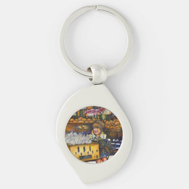 Tomma krafter swirl silverfärgad nyckelring (Framsidan)