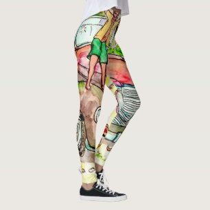 Tomma lott och gammala rostiga bilar - liv på lut leggings