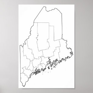 Tomma Maine län skisserar kartan Poster