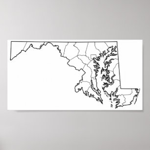 Tomma Maryland län skisserar kartan Poster
