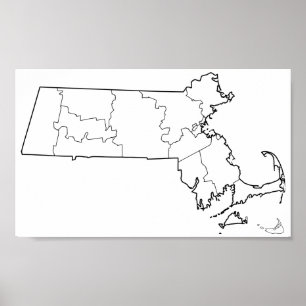 Tomma Massachusetts län skisserar kartan Poster